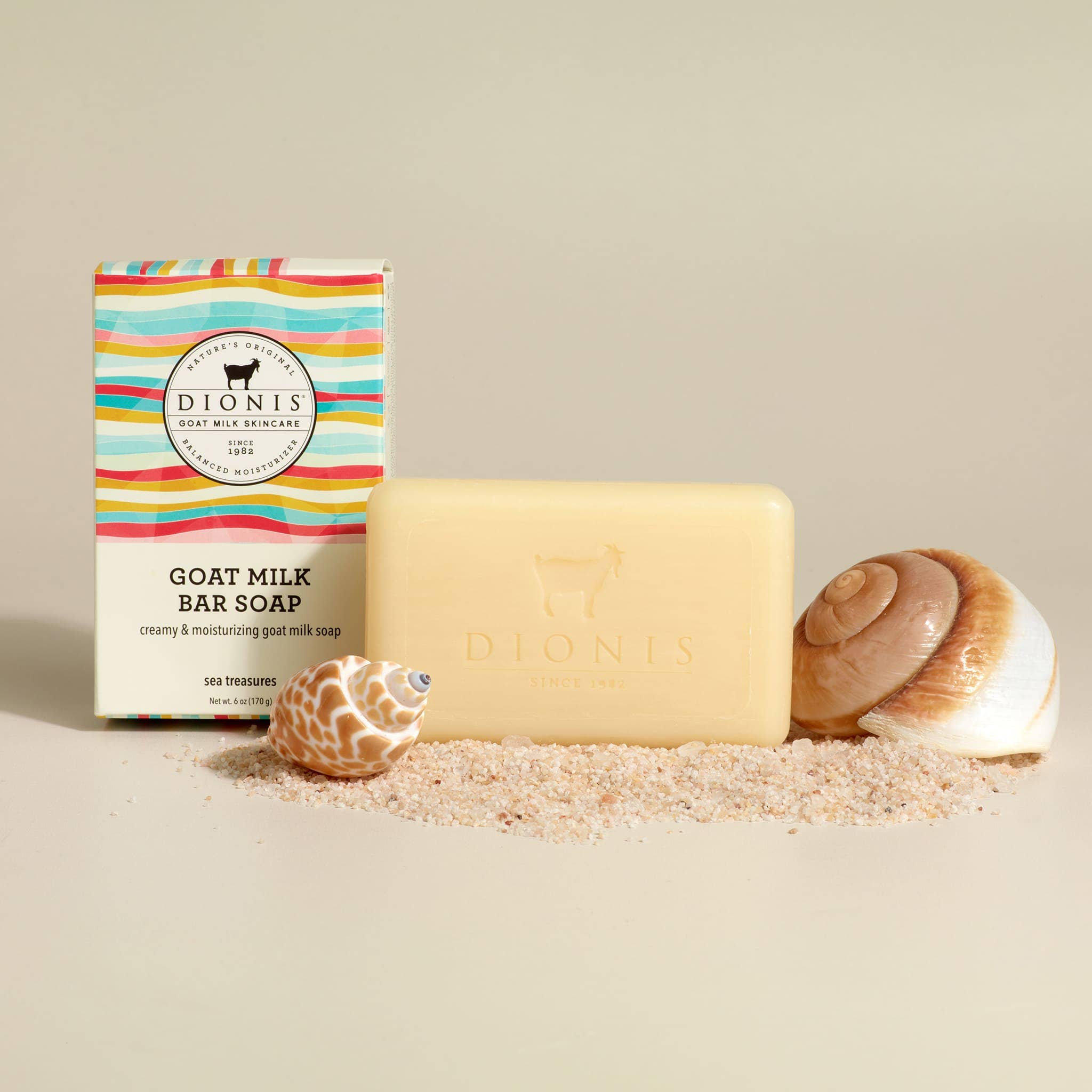 DIONIS SEA TREASURES GOAT MILK BAR SOAP, 6 OZ