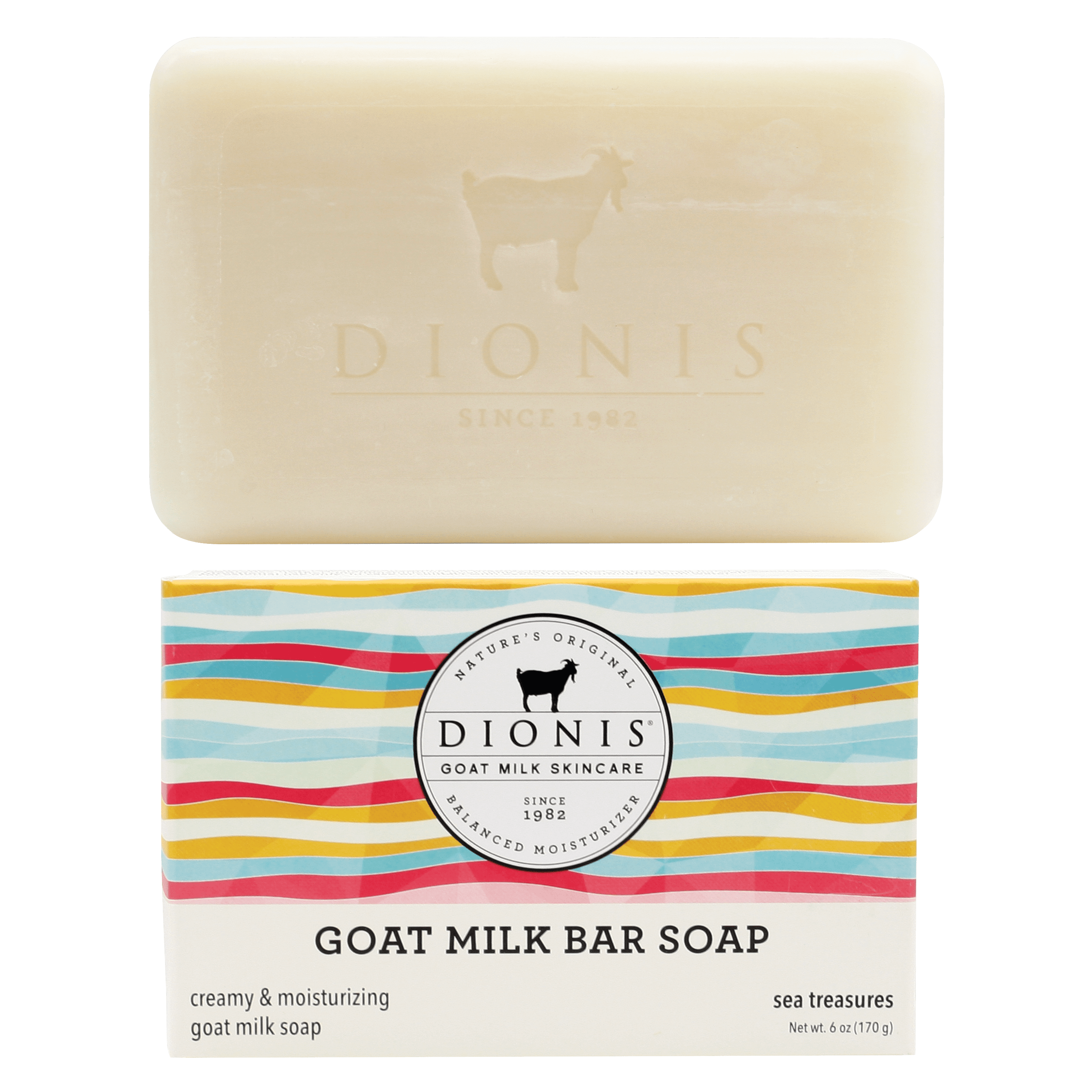 DIONIS SEA TREASURES GOAT MILK BAR SOAP, 6 OZ