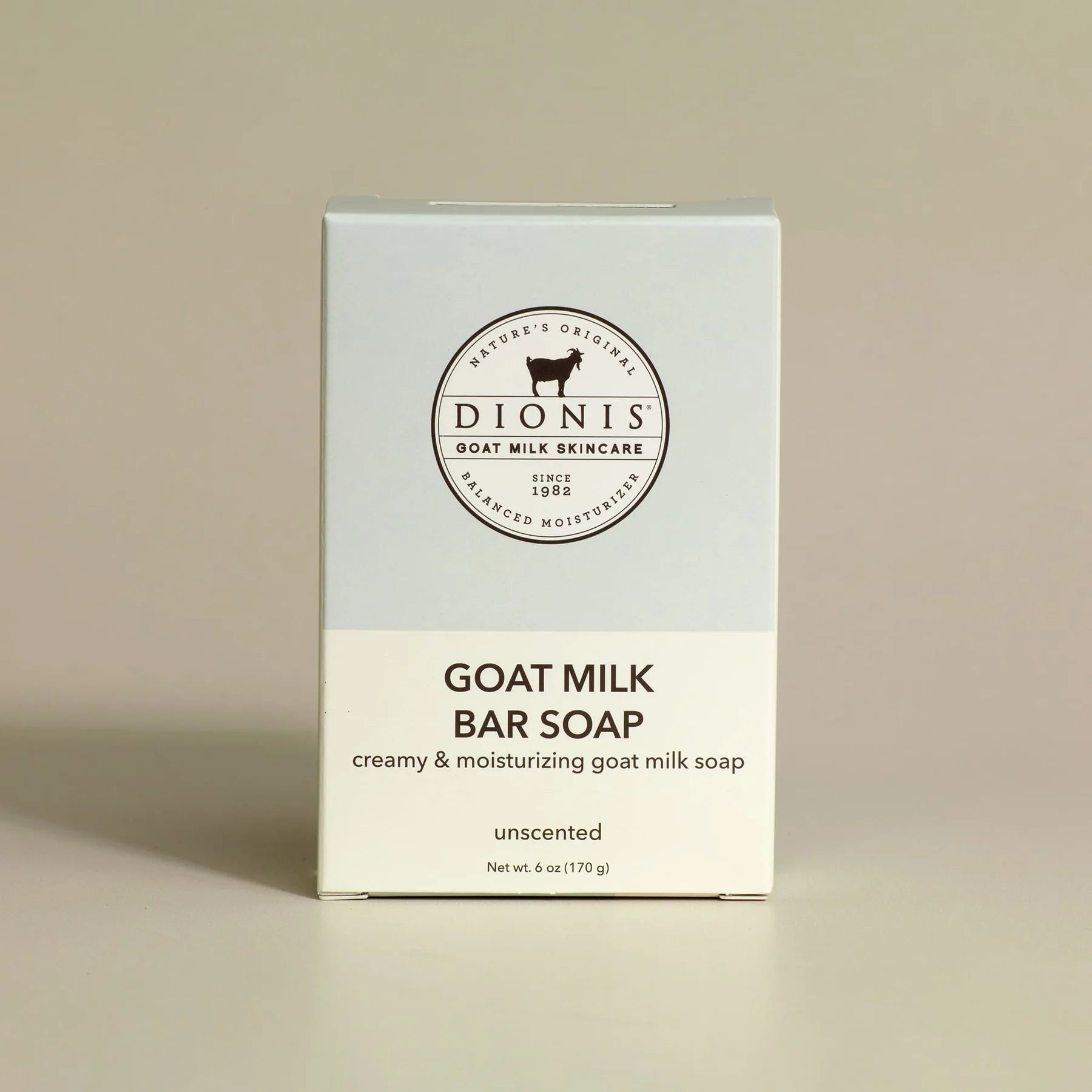 DIONIS UNSCENTED GOAT MILK BAR SOAP, 6 OZ