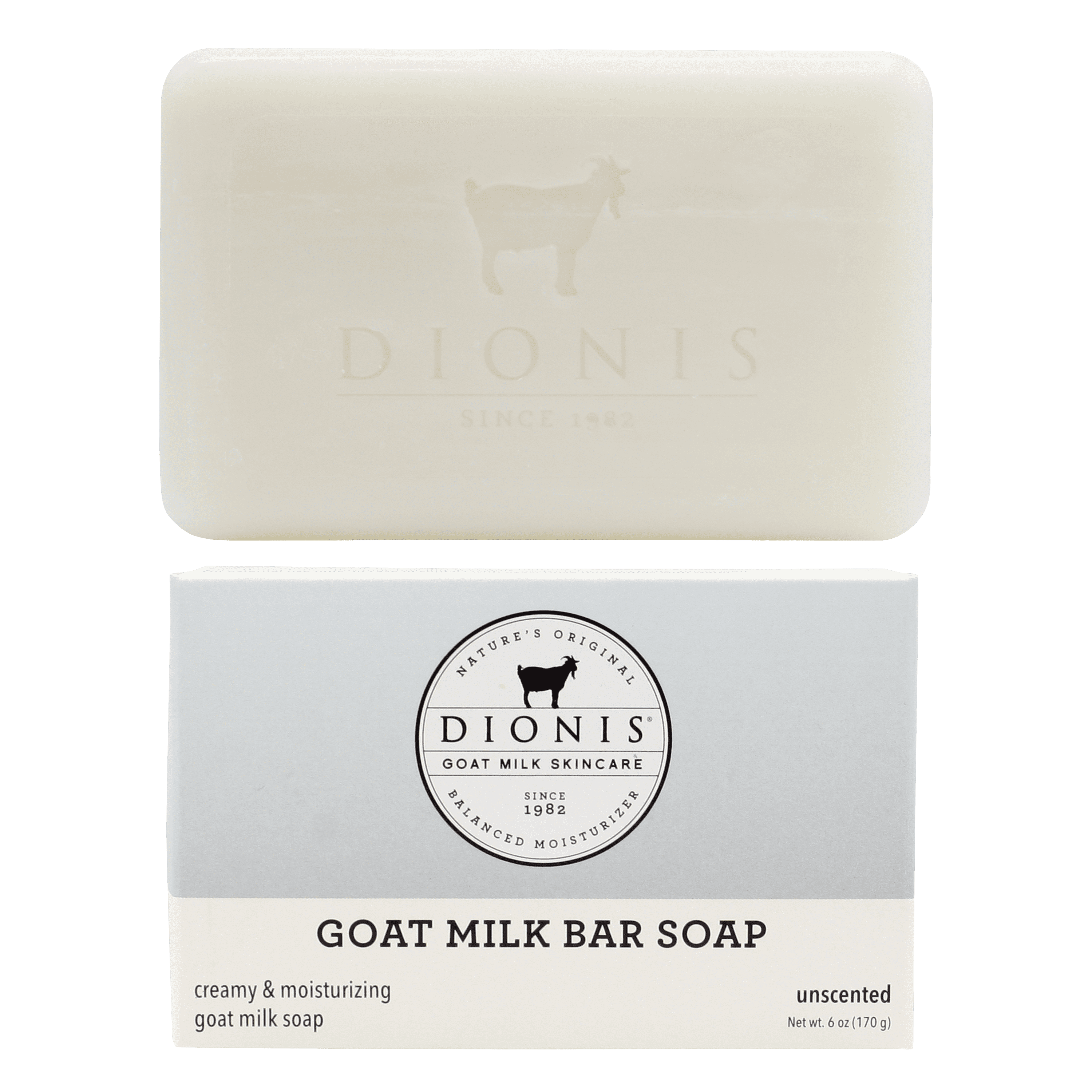 DIONIS UNSCENTED GOAT MILK BAR SOAP, 6 OZ