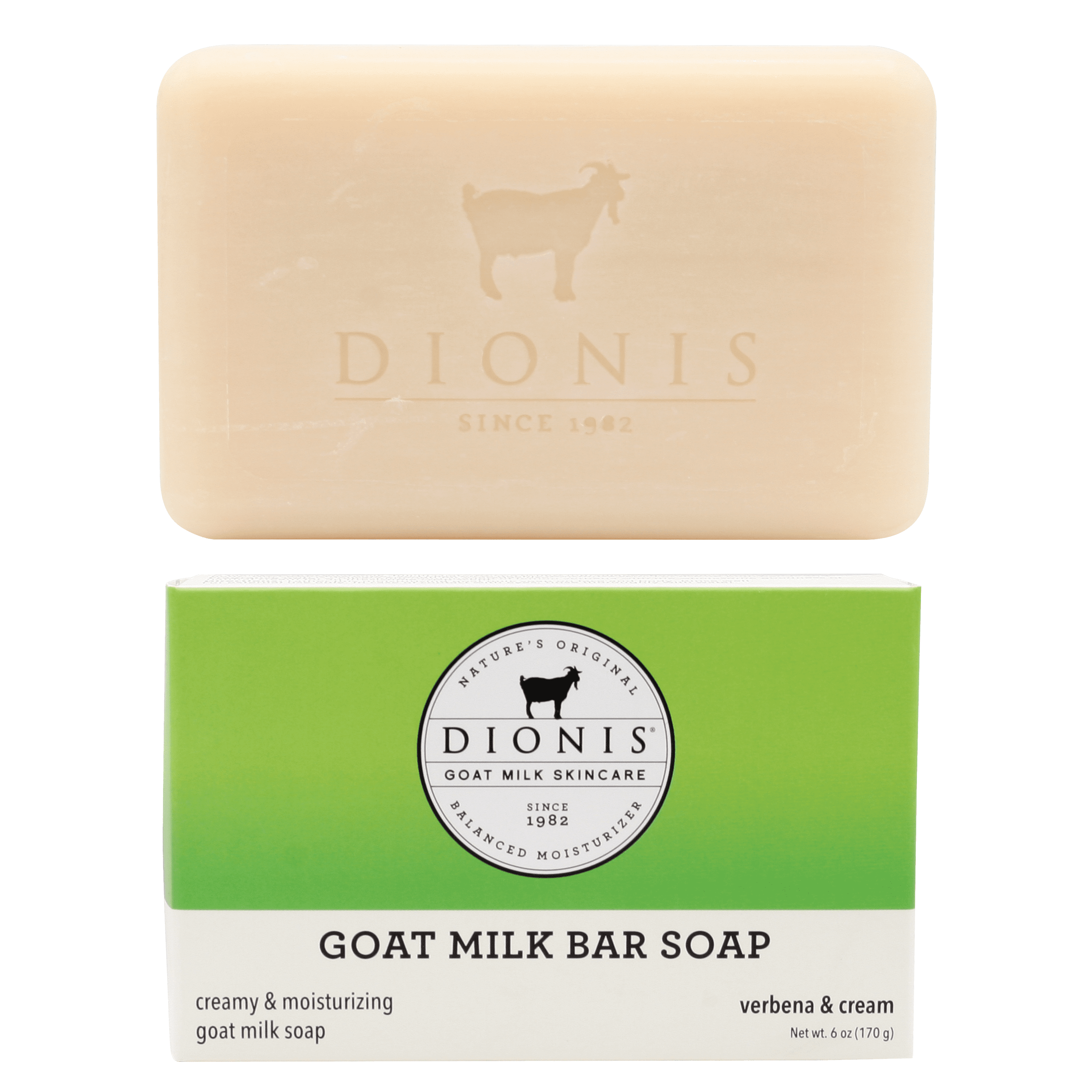 DIONIS LEMON VERBENA & CREAM GOAT MILK BAR SOAP, 6 OZ
