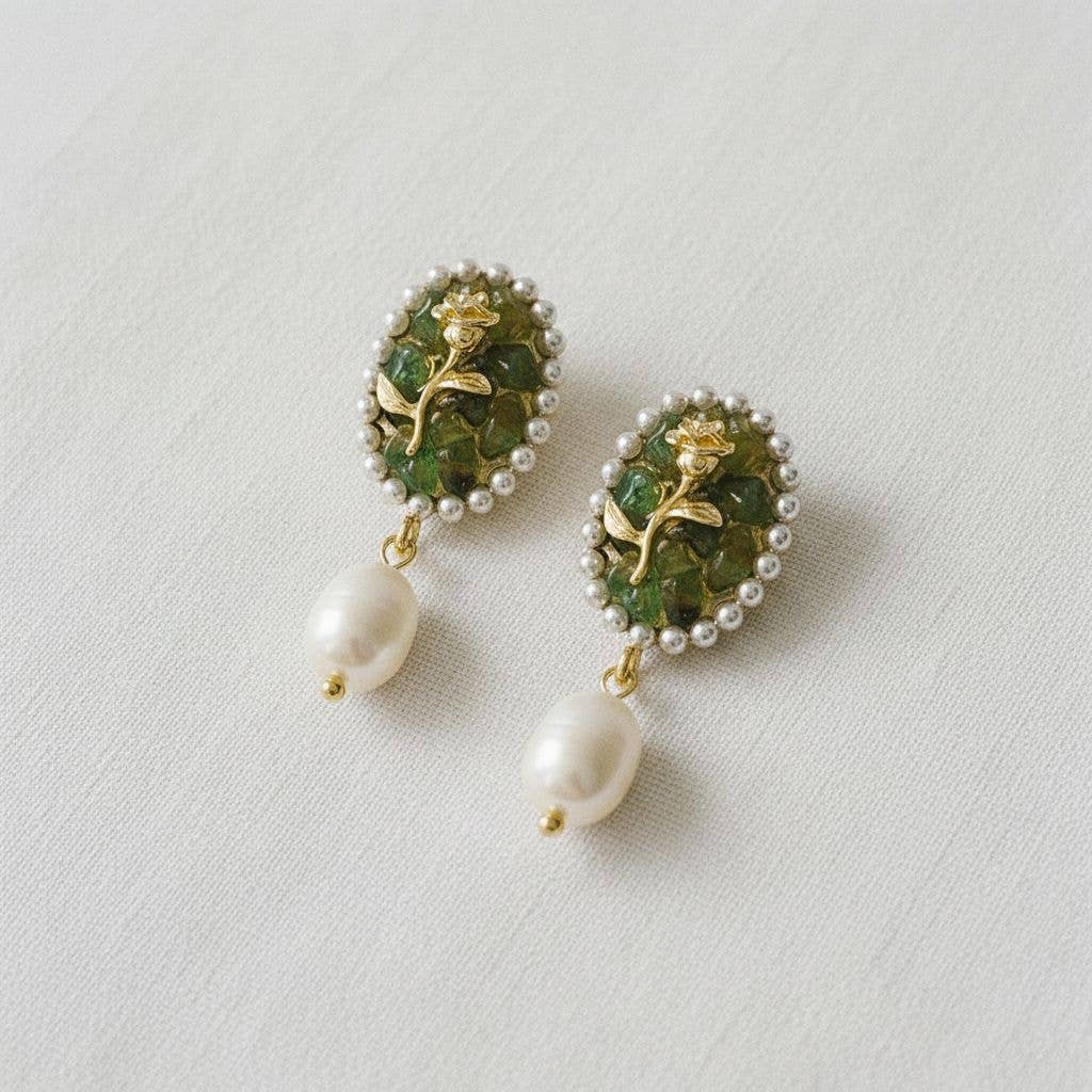 ARTISAN FLORAL PEARL DANGLES