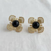 VINTAGE BLACK & GOLD FLORAL EARRINGS