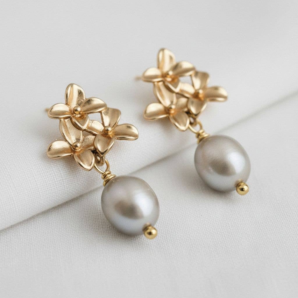 BAROQUE FLORAL PEARL DROP EARRINGS