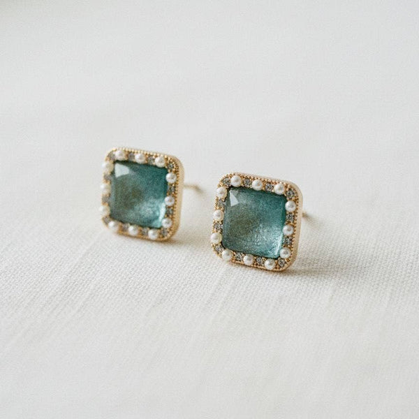 BLUE CUBIC ZIRCONIA GEOMETRIC STUDS