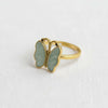 GOLD-TONE BUTTERFLY ENAMEL RING