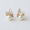 VINTAGE FRENCH PEARL & CZ BUTTERFLY STUDS