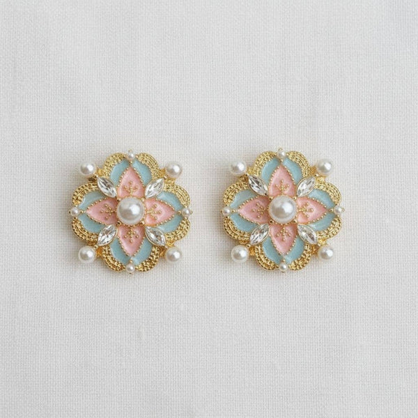 VINTAGE PALACE STYLE ENAMEL PEARL STUDS