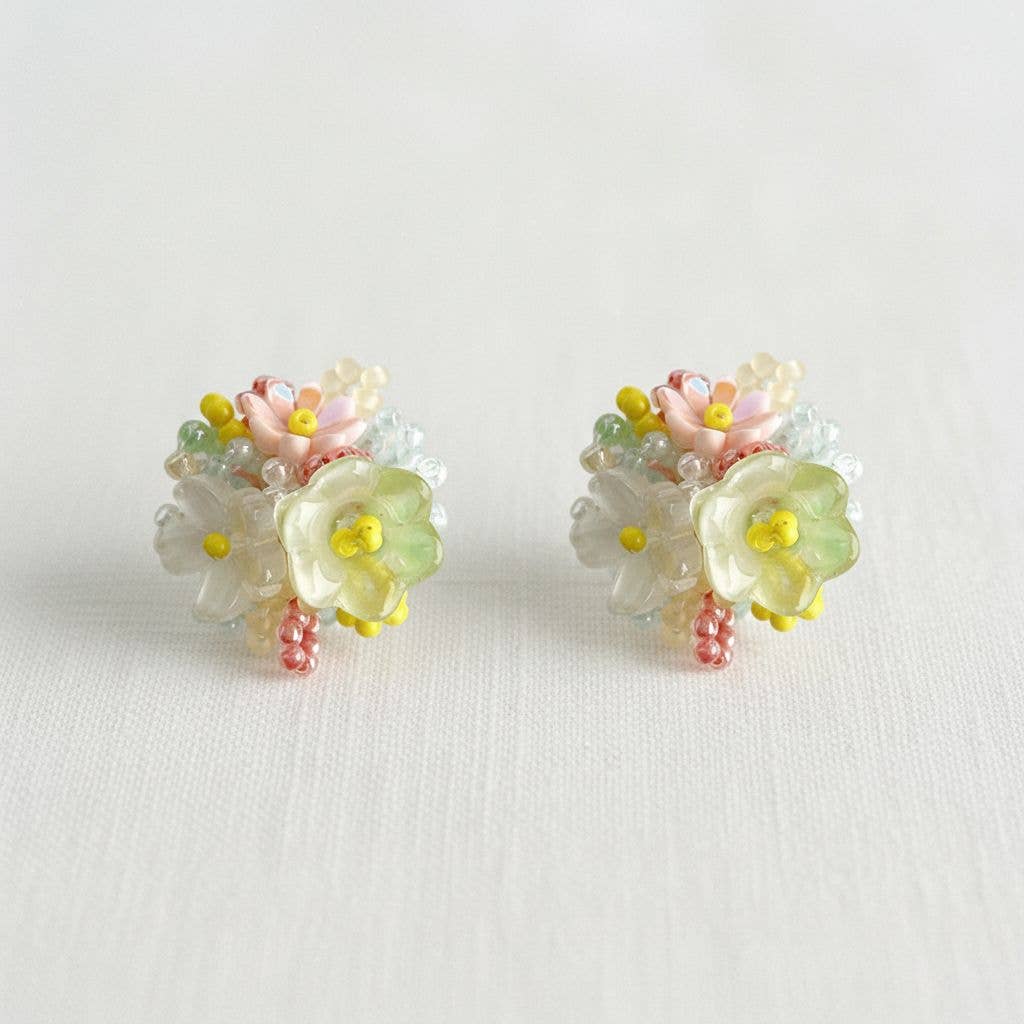 COLORFUL FLORAL DESIGN DROP EARRINGS