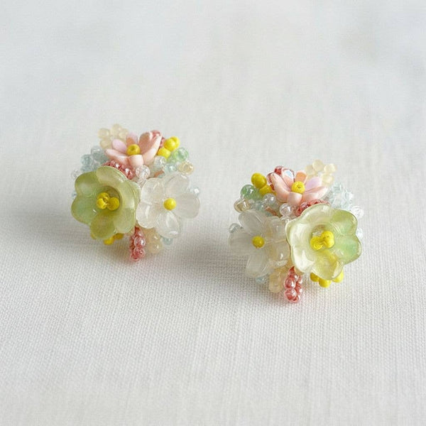 COLORFUL FLORAL DESIGN DROP EARRINGS
