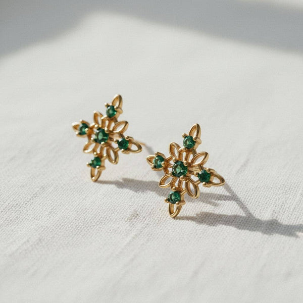 ARTISTIC FLORAL GEMSTONE DROP EARRINGS