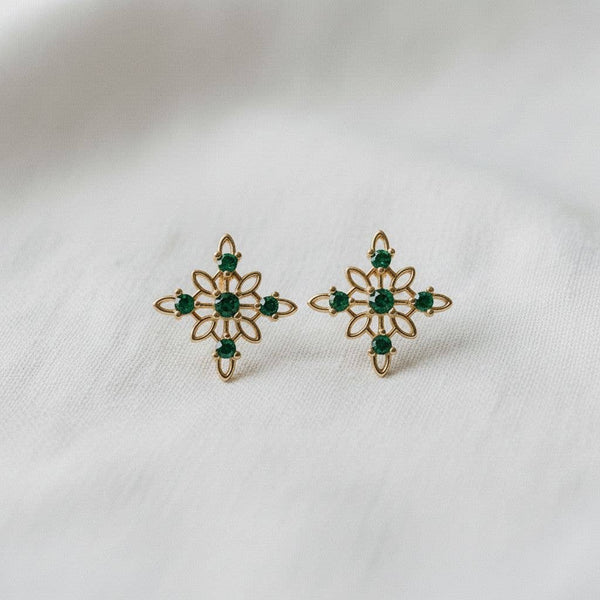 ARTISTIC FLORAL GEMSTONE DROP EARRINGS