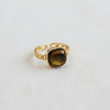 RETRO GEOMETRIC TIGER EYE STONE ADJUSTABLE RING