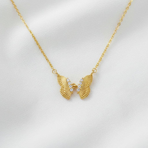 18K GOLD PLATED CUBIC ZIRCONIA BUTTERFLY NECKLACE