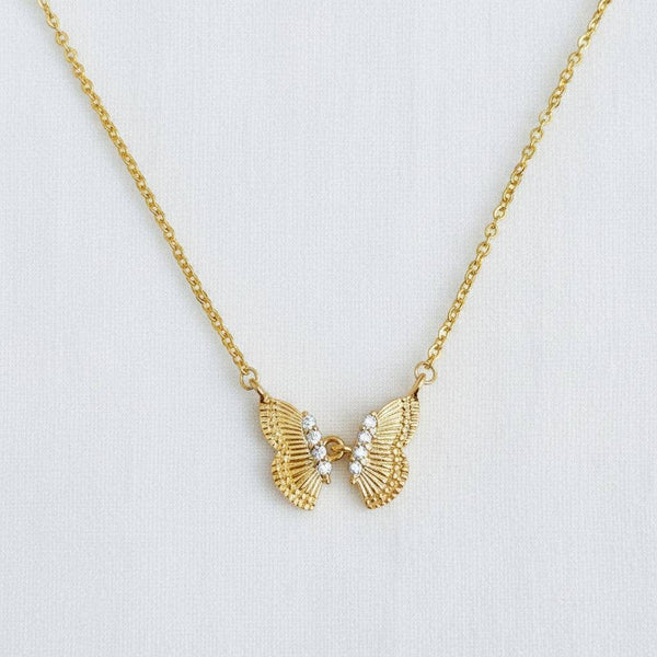 18K GOLD PLATED CUBIC ZIRCONIA BUTTERFLY NECKLACE