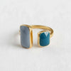 RETRO GEOMETRIC ADJUSTABLE RING IN MISTY BLUE