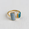 RETRO GEOMETRIC ADJUSTABLE RING IN MISTY BLUE