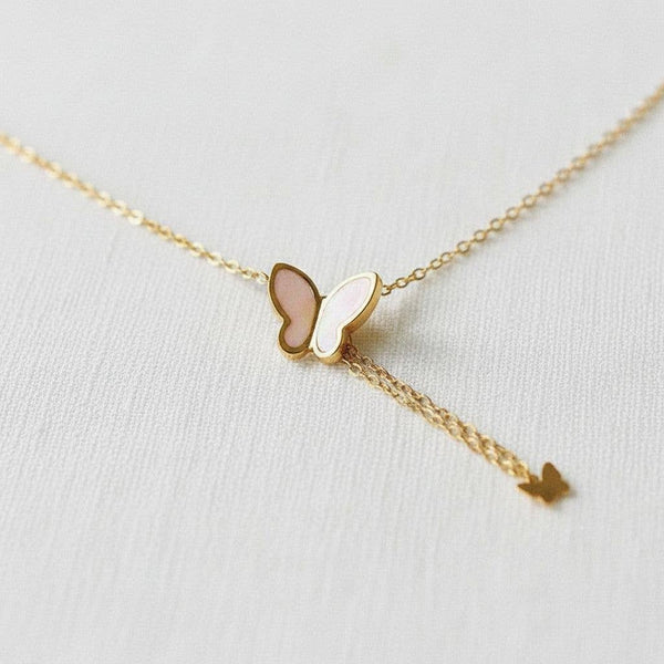 SHELL BUTTERFLY TASSEL NECKLACE