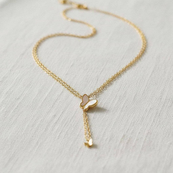 SHELL BUTTERFLY TASSEL NECKLACE