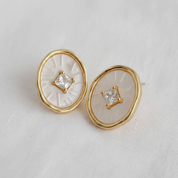 OVAL CUBIC STUD EARRINGS