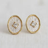 OVAL CUBIC STUD EARRINGS