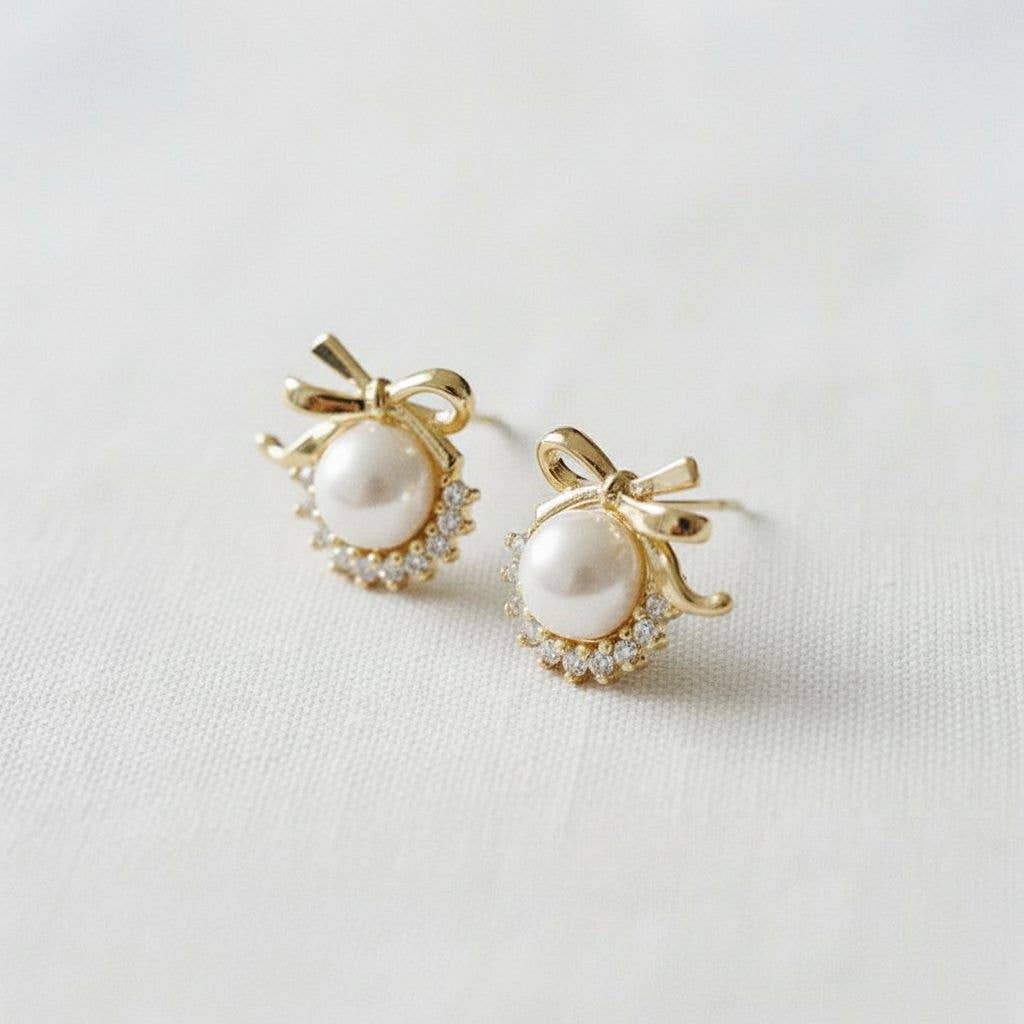 CHIC PEARL BOW DROP EARRINGS