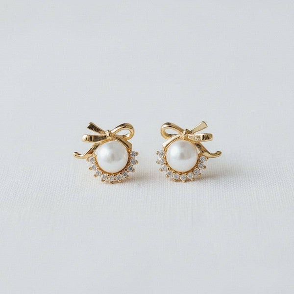 CHIC PEARL BOW DROP EARRINGS