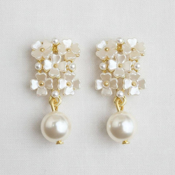 FLORAL PEARL DROP EARRINGS