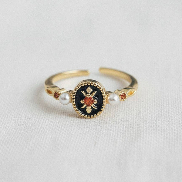 ADJUSTABLE BLACK ENAMEL ACCENT RING