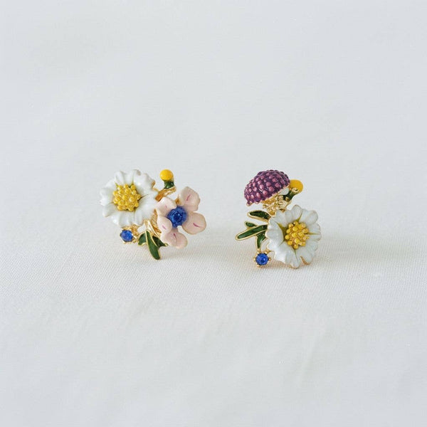 GOLD PLATED DRIP GLAZE FLORAL STUDS