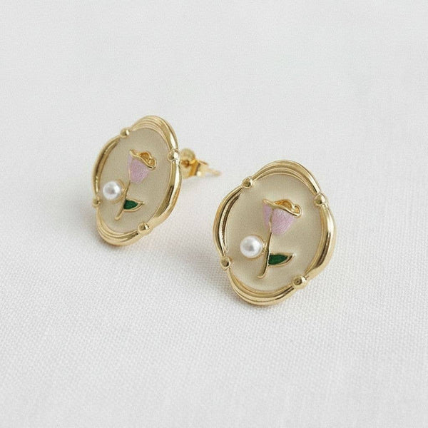 ARTISTIC FLORAL ENAMEL DROP EARRINGS