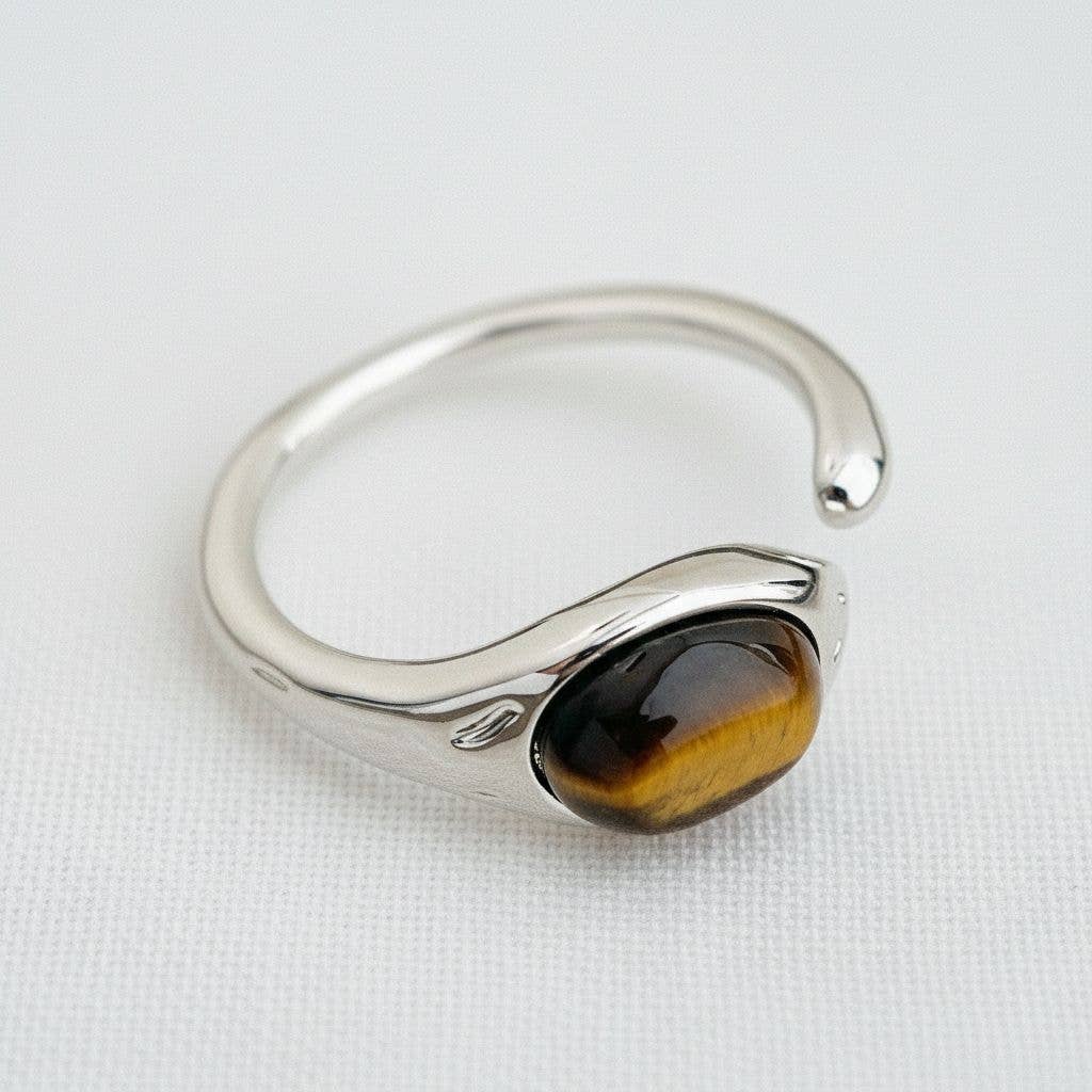 GEOMETRIC TIGER EYE RING