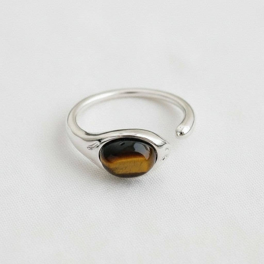 GEOMETRIC TIGER EYE RING