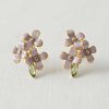 VINTAGE ENAMEL PURPLE FLOWER STUD EARRINGS