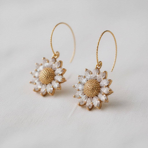 ZIRCON SUNFLOWER DROP EARRINGS