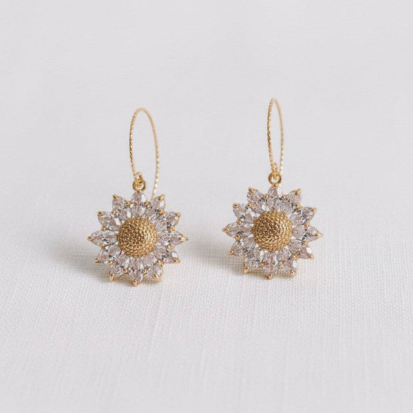 ZIRCON SUNFLOWER DROP EARRINGS