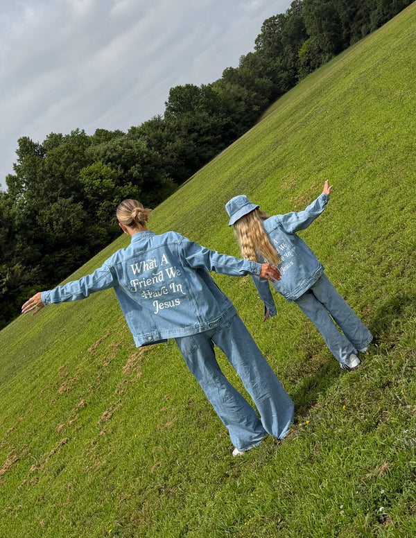 WHAT A FRIEND IN JESUS KIDS DENIM JEACKET