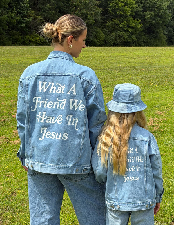 WHAT A FRIEND IN JESUS KIDS DENIM JEACKET