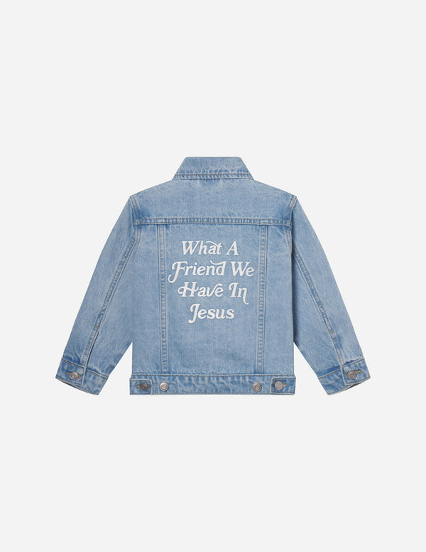 WHAT A FRIEND IN JESUS KIDS DENIM JEACKET