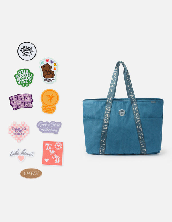 A LARGE EVERYDAY DENIM TOTE PATCH KIT