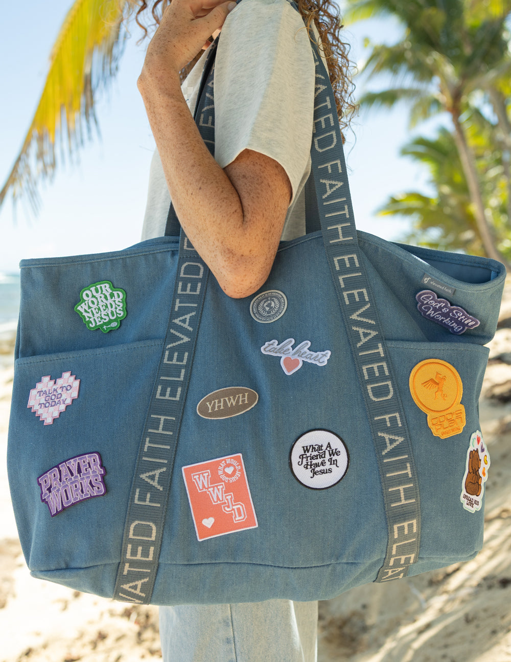 A LARGE EVERYDAY DENIM TOTE PATCH KIT