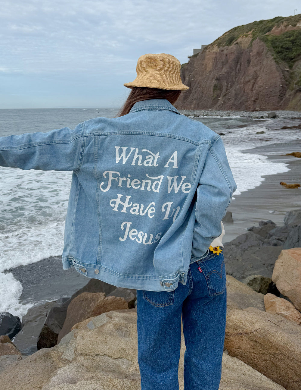 WHAT A FRIEND IN JESUS DENIM JACKET