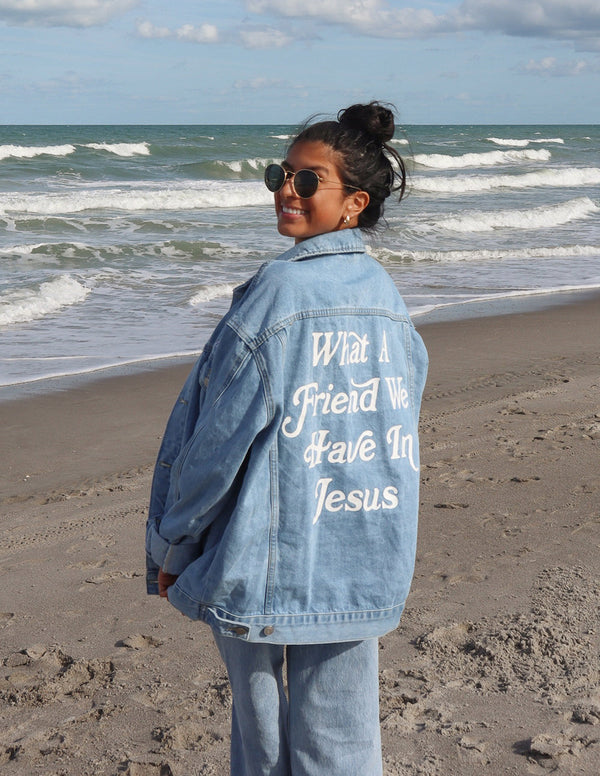 WHAT A FRIEND IN JESUS DENIM JACKET