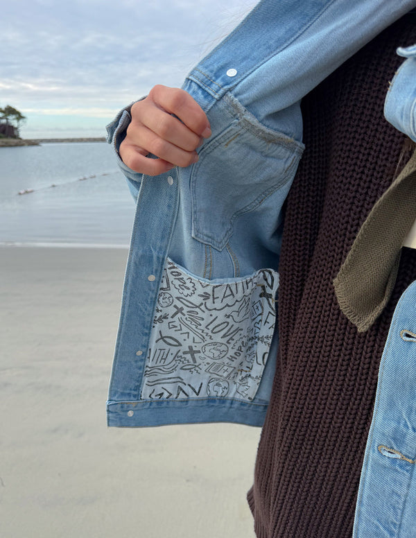 WHAT A FRIEND IN JESUS DENIM JACKET
