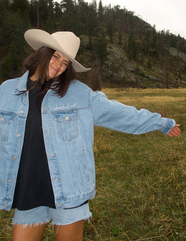 WHAT A FRIEND IN JESUS DENIM JACKET