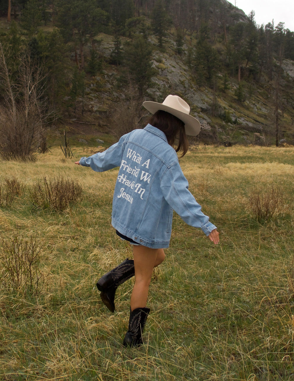 WHAT A FRIEND IN JESUS DENIM JACKET