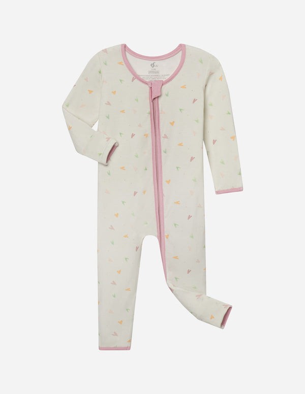 HEART BAMBOO CONVERTIBLE FOOTED ONESIE