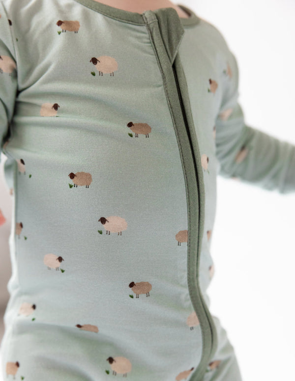 LAMB BAMBOO CONVERTIBLE FOOTED ONESIE