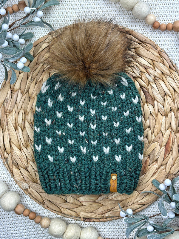 LITTLE HEARTS BEANIE IN KALE + FISHERMAN