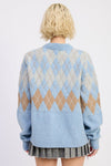 EVERLEIGH ARGYLE ZIP CARDIGAN
